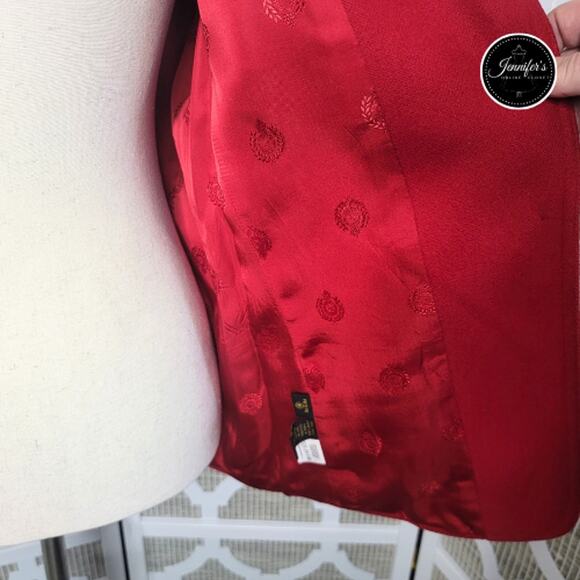 Liz Claiborne Liz Sport Vintage Petite Red 100% Laine Wool Blazer Size 8P - Picture 7 of 12